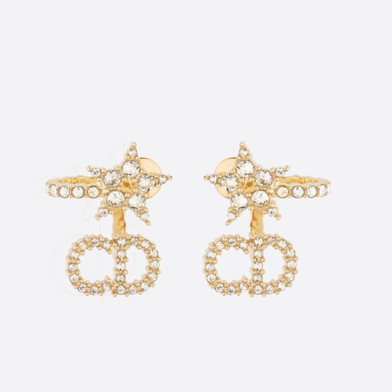 

Gold veneer metal and white crystal studs fashion