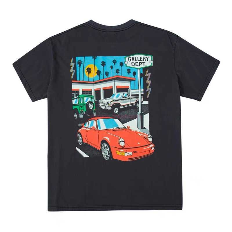 

Fashion Designer Clothing Tees Rock Tshirt Galleryes Depts Cartoon 911 Racing Car Wash Destroy Vintage Men's Women's Loose High Street Short Sleeved T-shirt, Wash water black