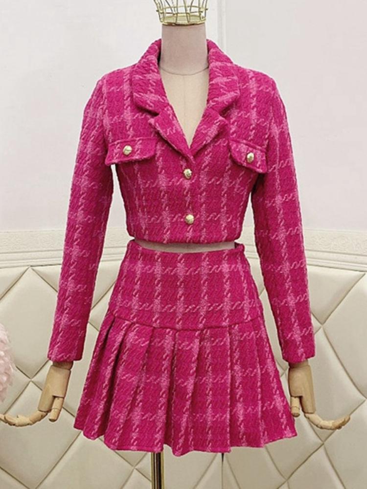 

Dress Fall Small Fragrance Vintage Tweed Two Piece Set Women Crop Top Woolen Short Jacket Coat + Mini Skirts Sets Sweet 2 Piece Suits