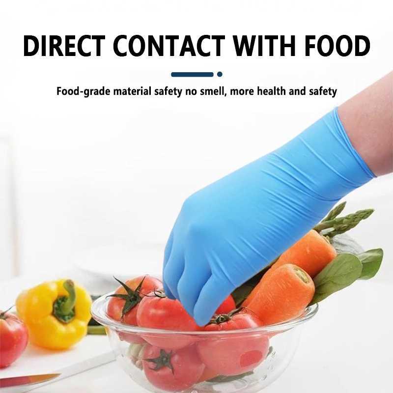 

100pcs Nitrile Gloves Waterproof Allergy Latex Gloves Food Grade Cleaning Safety Work Gloves For Household Mechanic Kitchen