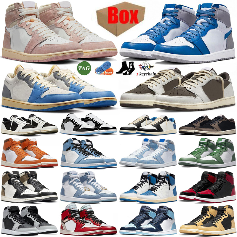 

Men Women basketball shoes jordens jumpman 1 1s Offs White High OG Washed Pink Lost and Found Sneakers true university blue dark mocha Trainers Sports, Item.5 36-46