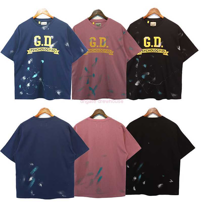 

Fashion Designer Clothing Tees Rock Tshirt Galleryes Depts Tokyo Japan Speckled Print T-shirt Loose Casual Couple Handdrawn Streetwear Hip hop TShirts, Dark powder