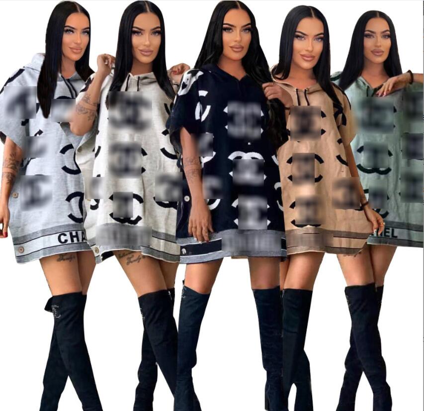 

Women's Casual Dress 2023 Summer New Fashion Print Loose Hooded Button Coat Dress Women's Dresses