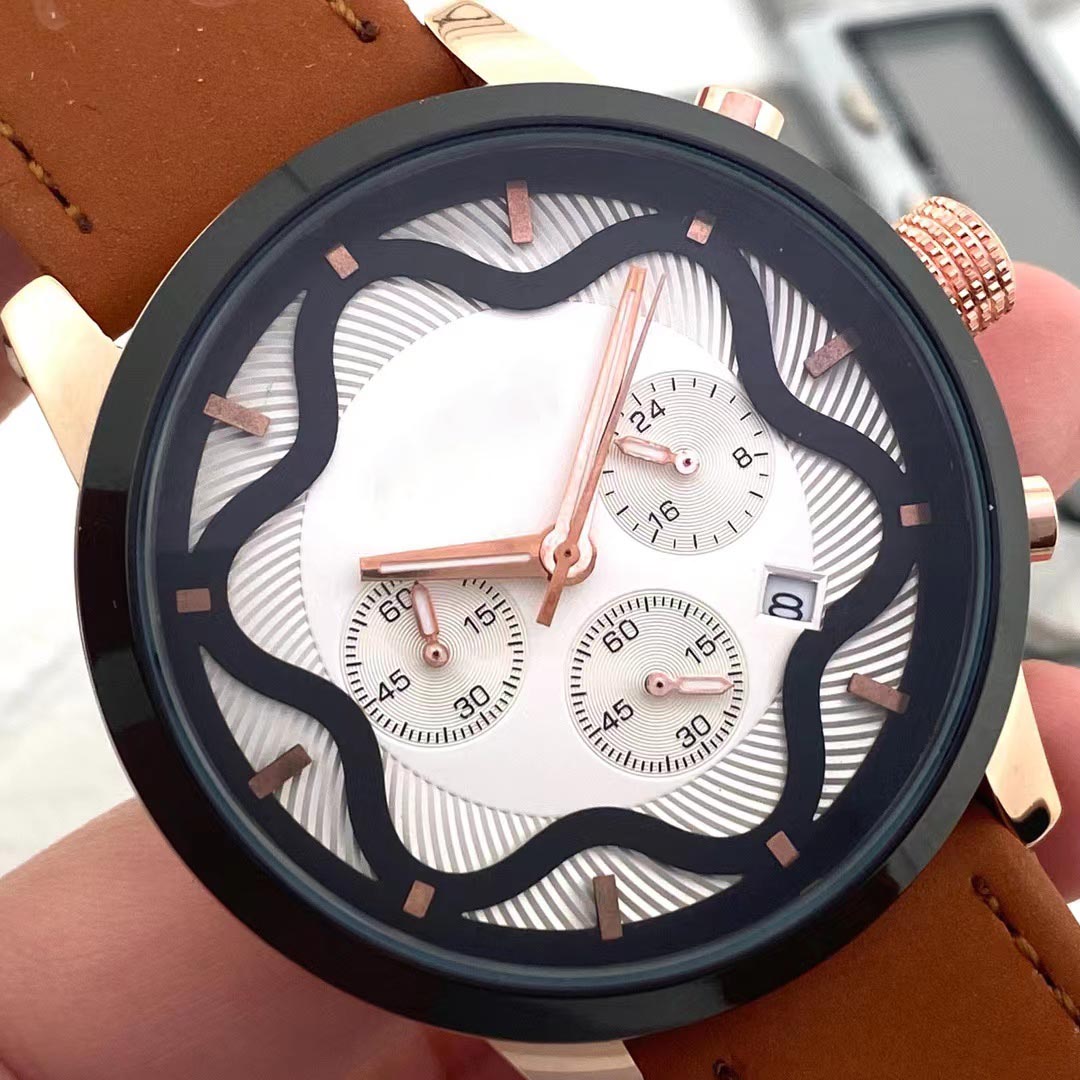 

Men's new luxury quartz watches fashion six hands multifunction calendar luminous belt brand watches, B00000000003