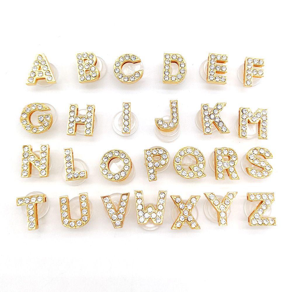 

Shoe Parts Accessories Gold Alloy Letters Bling Croc Charms Jibitz Decoration Buckle Pins Clog Drop Delivery Shoes Dhqcm