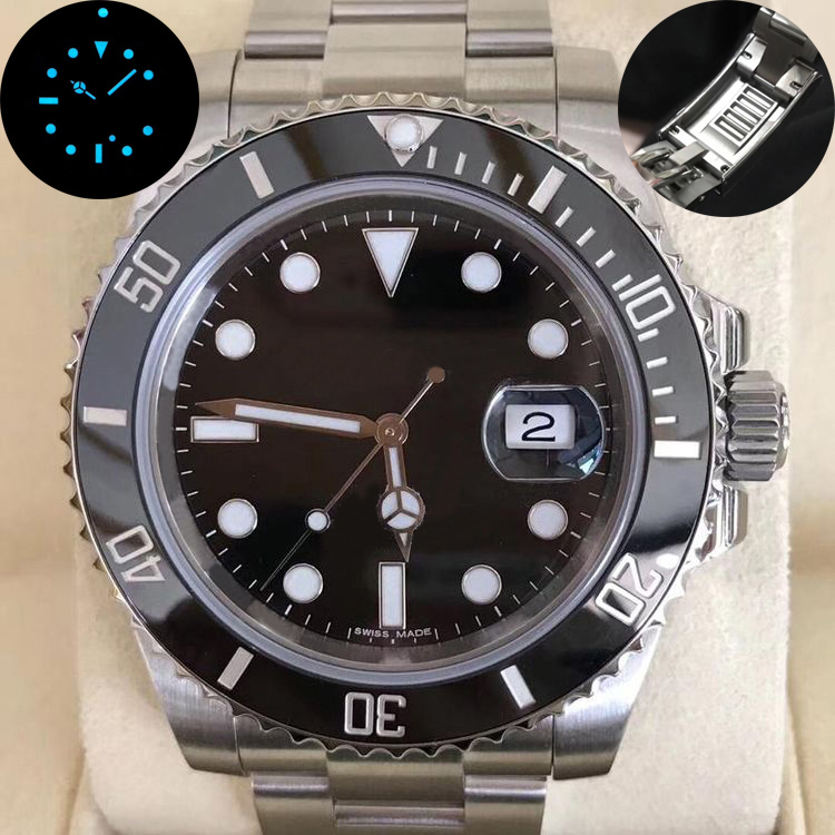 

Men watch N factory Sub V12 Sapphire glass watches ETA 2836 3135 movement Ceramic bezel 116610ln model 904L stainless stee waterproof Wristwatch Orologio di lusso, Black