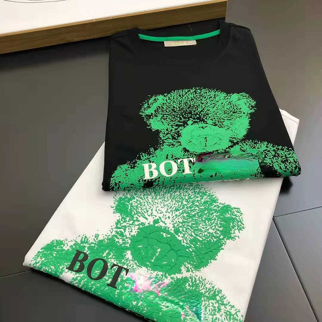 

Mens t shirt bot fashion sweatshirt men women short sleeved tee designer t shirts man round neck top bear print cotton tshirt pullover casual polos, White