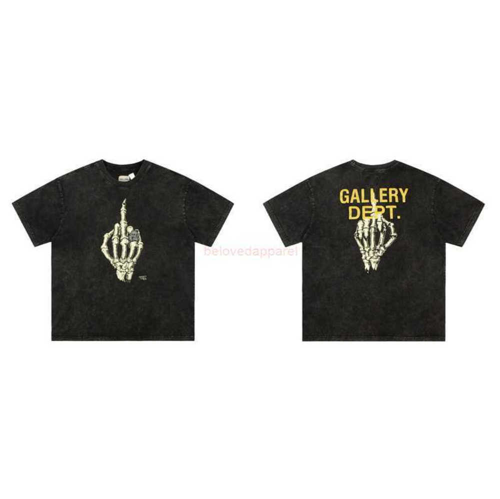 

Fashion Designer Clothing Galleryes Depts Rock Tees Tshirt Skeleton Hand Bone Print Short Sleeve High Street Ins Loose Cotton T-shirt Summer Hip hop Streetwear Tops, Wash black