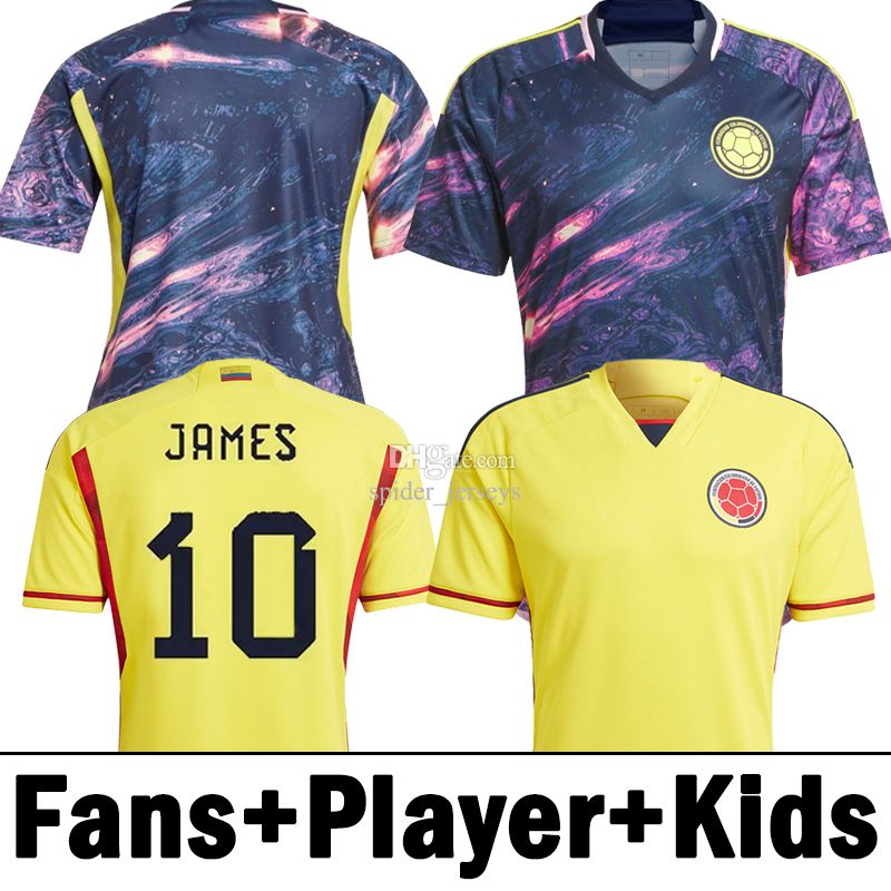 

S-3XL 2023 2024 Colombia Soccer Jerseys 22 23 24 FALCAO JAMES CUADRADO Football Shirts Fans Player Version yellow home red away de futbol maillot Women Men Kids kits set, Gelunbiya 2023 away women team kids kits