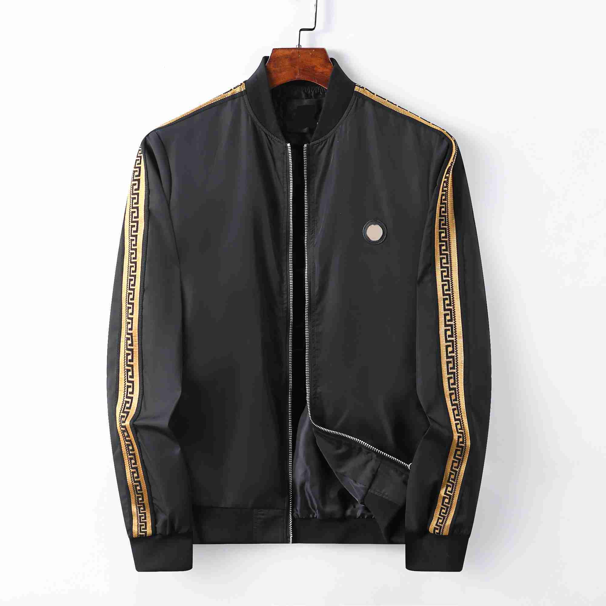 

Men's Jacket European and American Designer Brand Stand Collar New Stripe Pocket Design Cool Casual Slim Coat 3xl