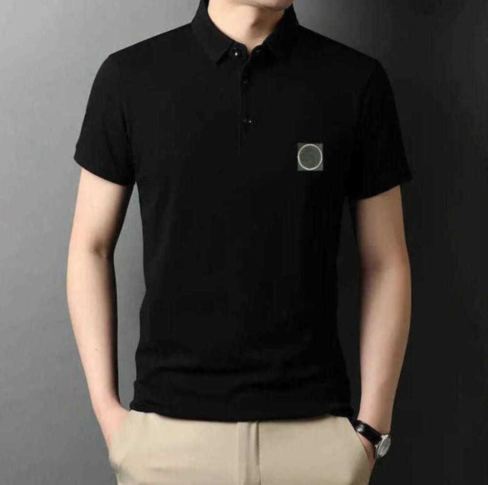 

brand stone jacket polos island Summer Classic Solid Mercerized Cotton Polo Shirt Men' Short Sleeve Stone T-shirt Is land Casual Versatile00023, White