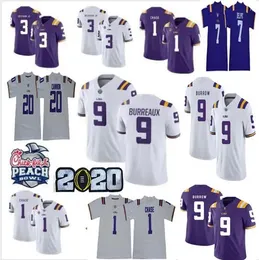 2020 LSU Tigers #9 Joe Burrow Nickname Burreaux NCAA Odell Beckham Jr. Grant Delpit Tyrann Mathieu Leonard Chase College Football Jersey