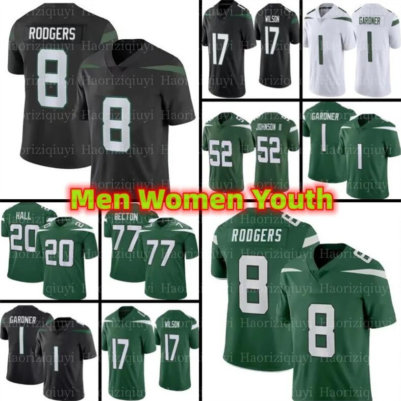 

8 Aaron Rodgers Ahmad Sauce Gardner Custom Football Jersey NFLVV Breece Hall Garrett Wilson Quinnen Williams New Yorks Corey Davis Jetes Allen Lazard Darrelle, As photo