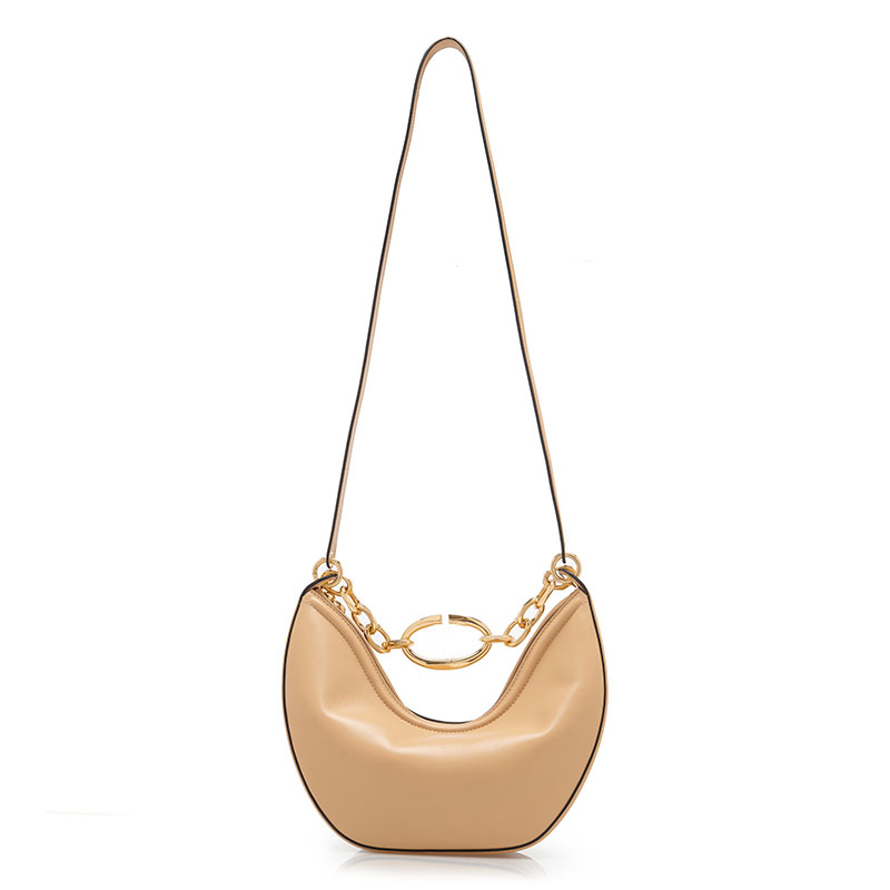 MOON Chain Leather Hobo Handbag Cowhide Handbag Women Shoulder Purse Genuine Leather Half Moon Shaped Crossbody Push Zipper Open 10A Top Quality