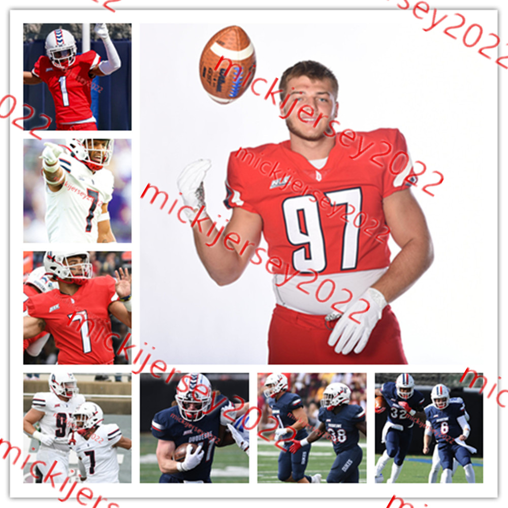 

Jeremiah Josephs Duquesne Dukes Football Jersey Jalin Cooper 6 Noah Palmer 15 DeMarcus Townsend 70 Evan Azzara Joe Mischler Christian Kuntz Duquesne Jerseys Custom, White