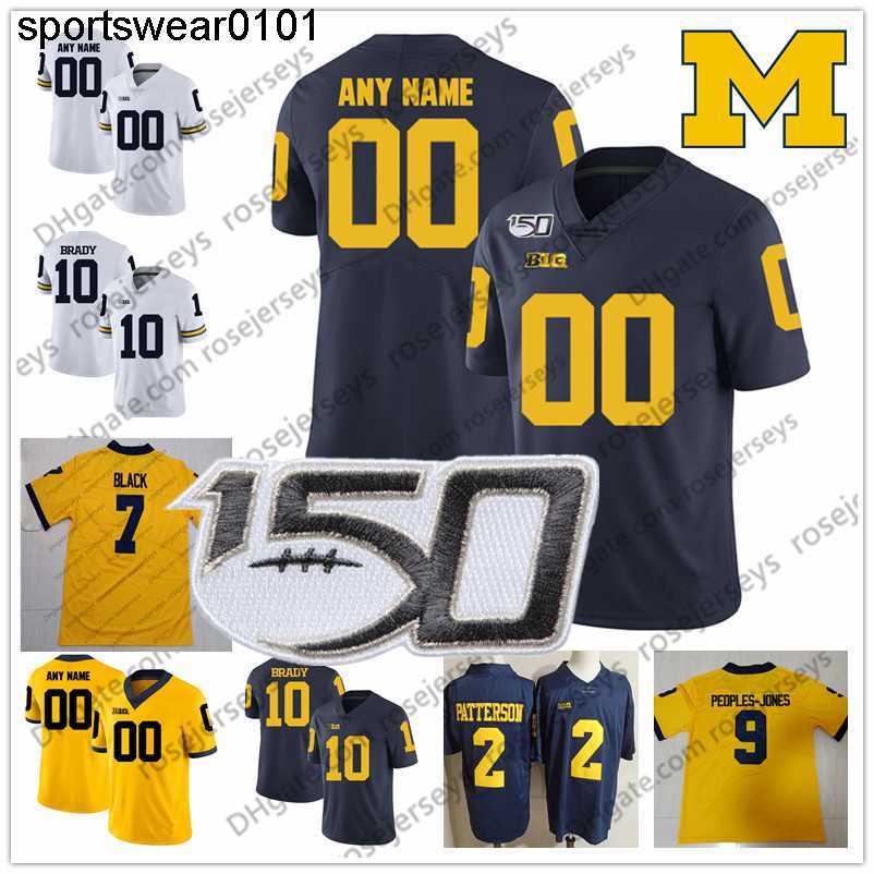 

Custom 2021 Michigan Wolverines NCAA Football Jersey 12 Cade McNamara 25 Hassan Haskins 2 Blake Corum 6 Cornelius Johnson 150TH Men Youth Women Any Name Number S-3XL, Navy blue