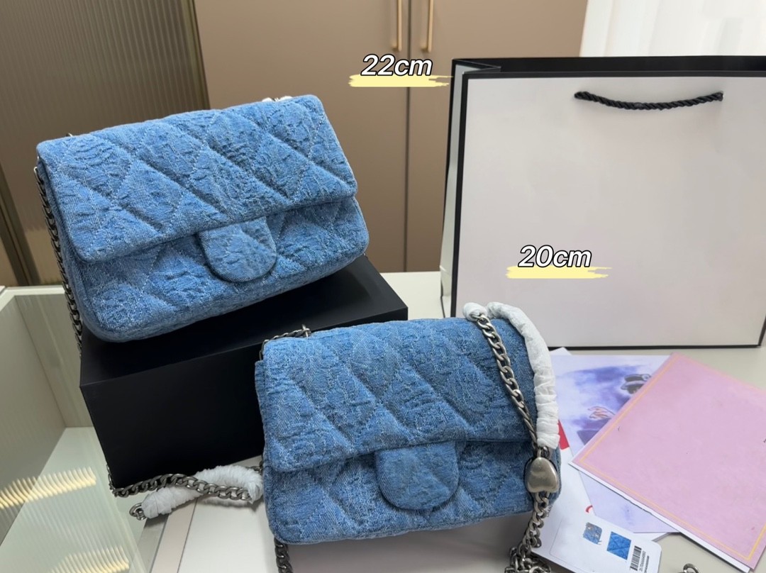 

Brand Denning Denim Bag Classic Designer bag Camellia Ringer Bag Silver chain comes with adjustable buckle women's shoulder bag Crossbody bag, Customize