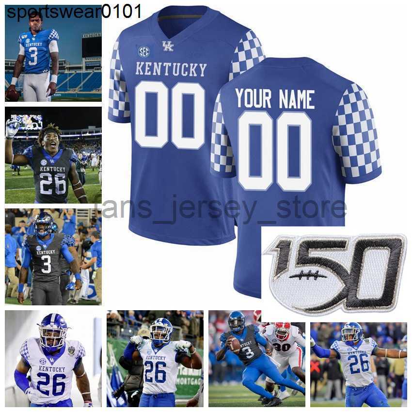 

NCAA Kentucky Wildcats College Football Jerseys 1 Lynn Bowden Jr. 3 Terry Wilson 26 Benny Snell Jr. 8 Danny Clark Asim Rose Jr. Customize, Mens white