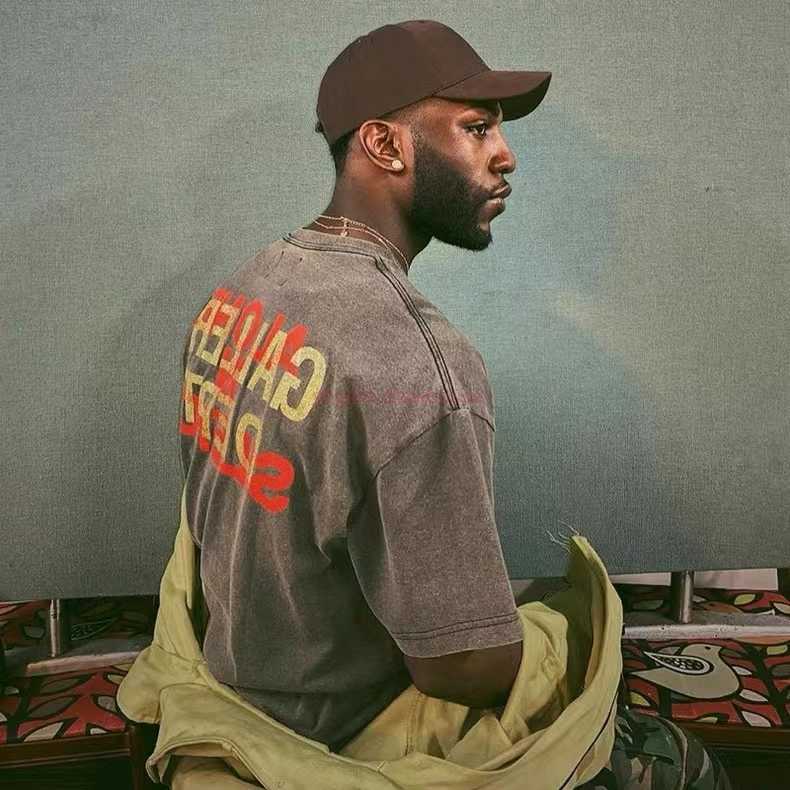 

Fashion Designer Clothing Tees Rock Tshirt Galleryes Depts American Trendy High Street Vintage Washed Old Print Loose Short Sleeved T-shirt Men Hip hop TShirts Tops, Eyeball brown