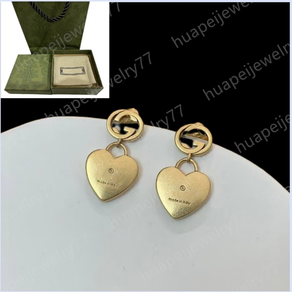 

Double G Gold Heart Earrings Classic Lover Studs Designer 18K Gold Pated Earrings for Women Valentine's Day Wedding With Gift Box Embossed Stamp Ribbon Top Quality