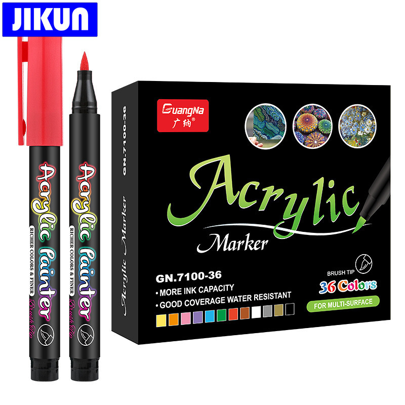 

Painting Pens 122436 Colors Acrylic Markers Brush Pens For Fabric Rock Painting Pen Ceramic Glass Canvas DIY Card Making Art Supplies 230426