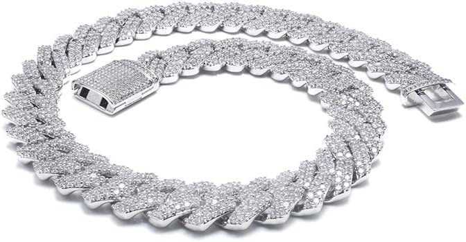 

Cuban Chain Hip Hop Jewelry Iced Out moissanite Diamond Miami Cuban Chain S925 Sliver 14mm Width Cuban Link Chain