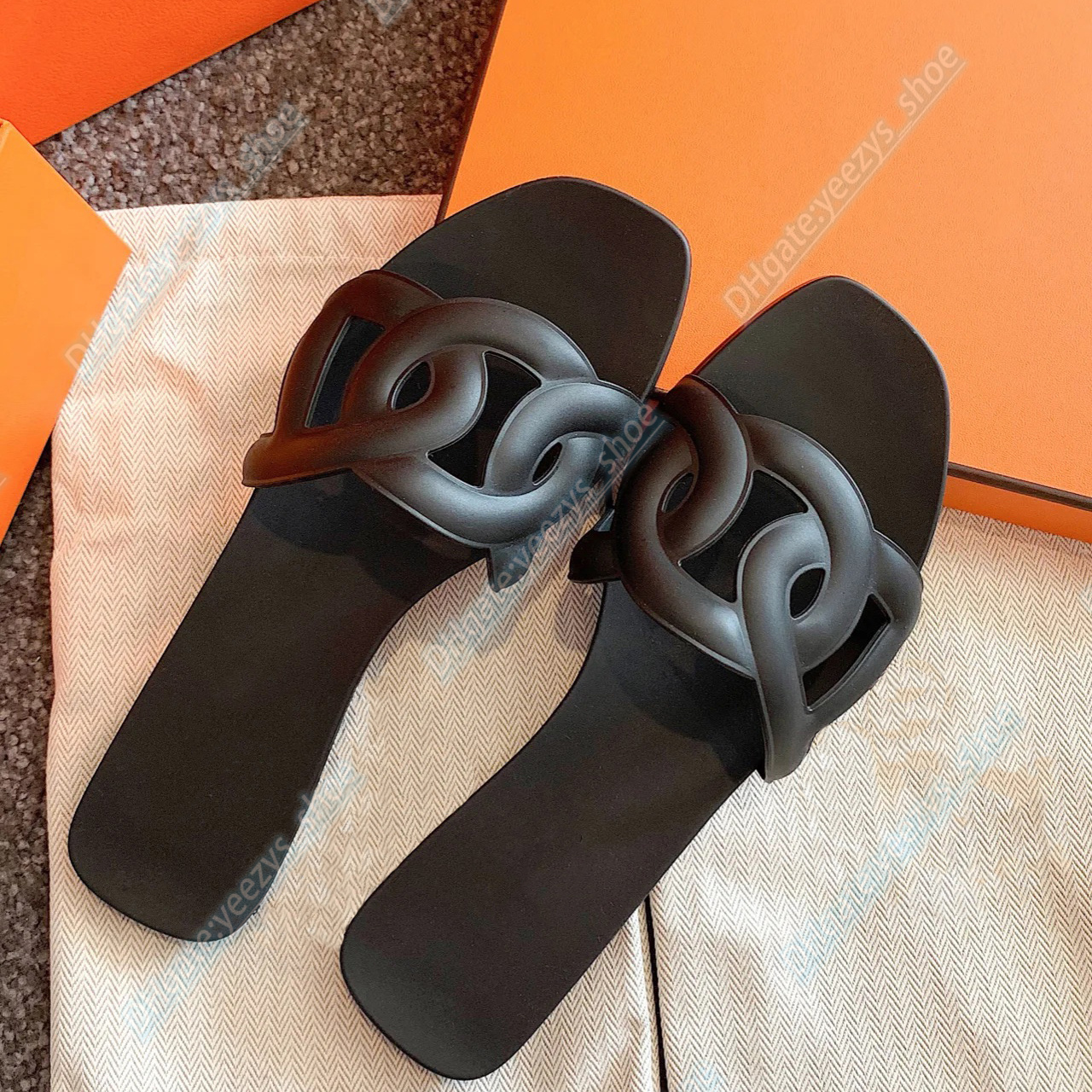 

Summer h sandal same style designer luxury flat oran slipper man shoe woman slide egerie best quality genuine calfskin Leather slide leisure outdoor shoe, #5