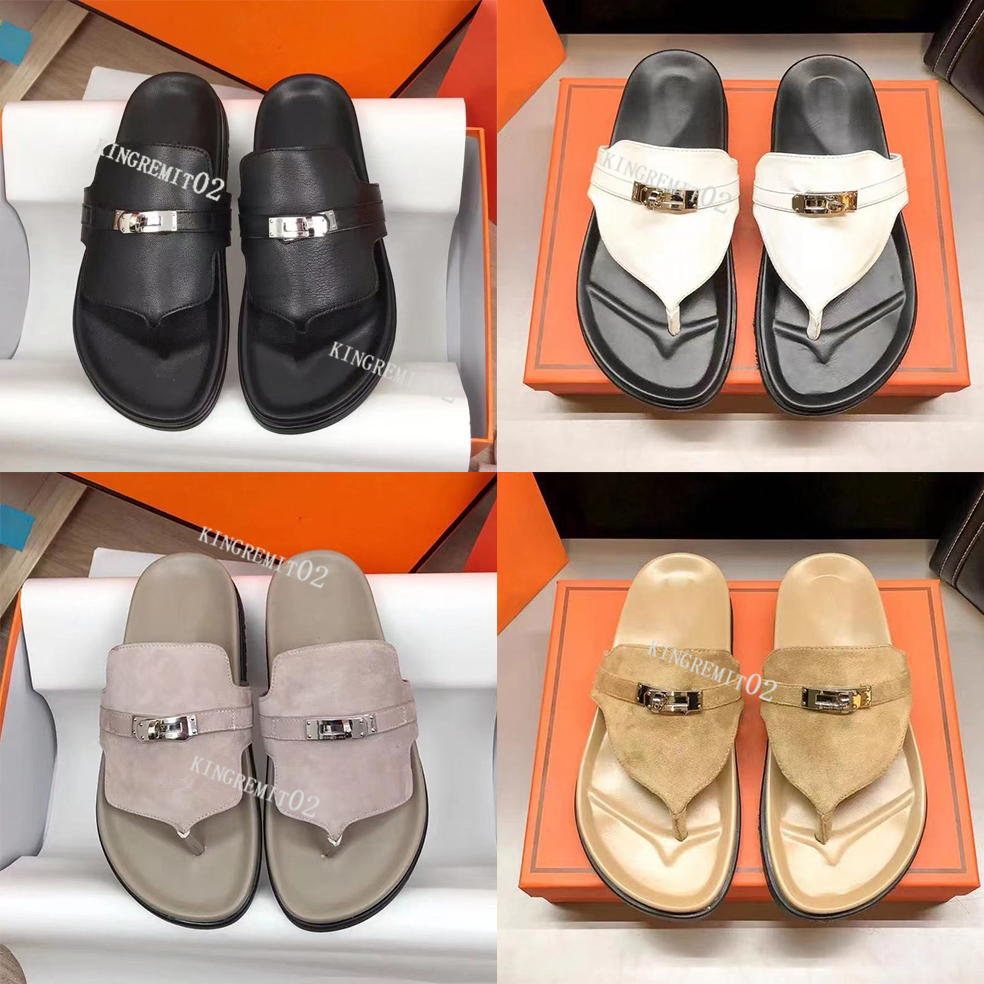 

Designer Slippers Empire Sandals Leather Flip Flops Metal Buckle Slides Suede Slipper Black White Rubber Sandal Flat Slipper Platform Slipper