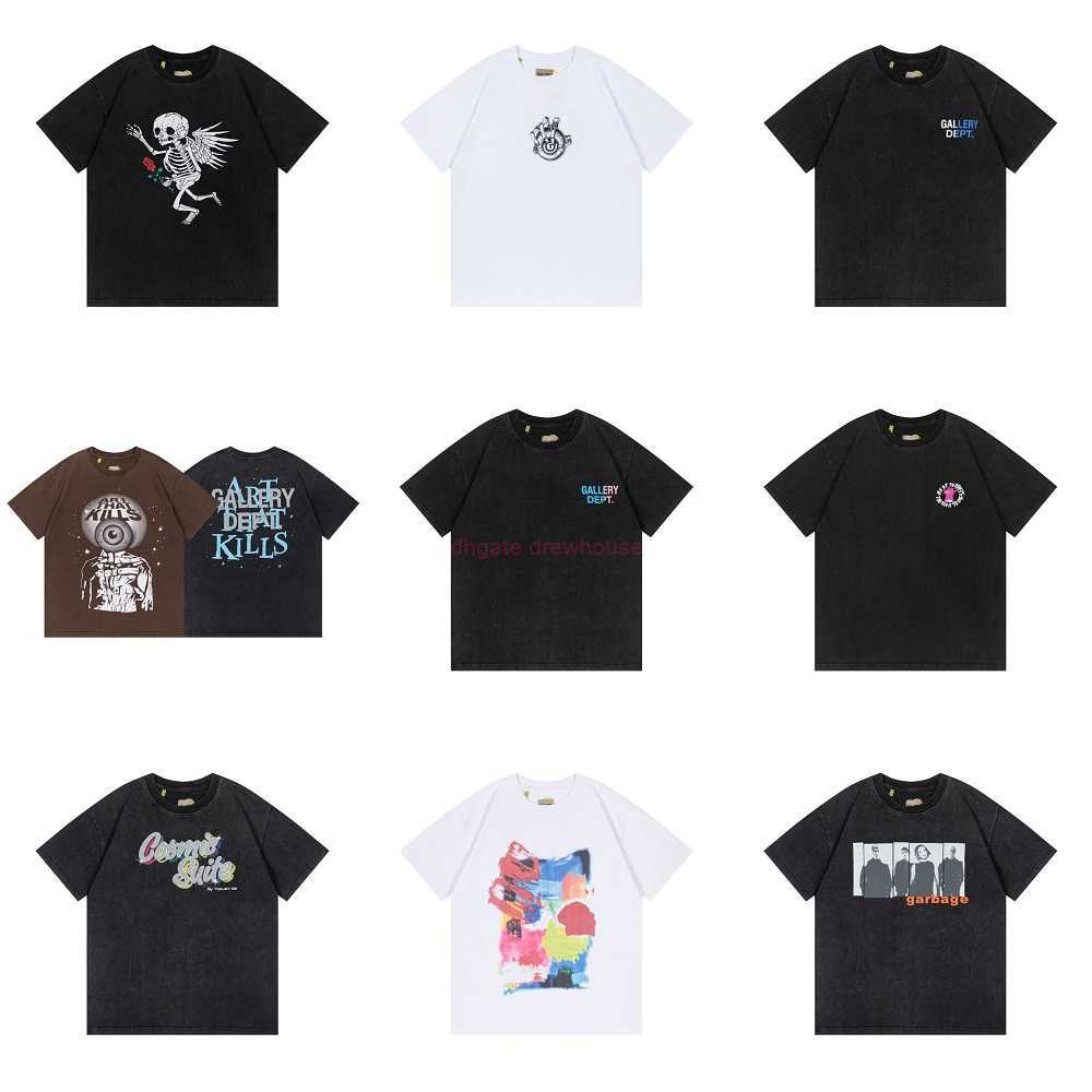 

Fashion Designer Clothing Tees Rock Tshirt Galleryes Depts Vintage Color Splash-ink Graffiti High Street Make Old Washed T-shirt Mens Hip hop TShirts Tops NEW