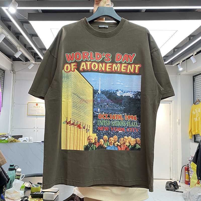 

Fashion Designer Clothing Tees Rock Tshirt Galleryes Depts Yom Kippur Love the Earth Slogan Printing Short Sleeve T-shirt Tide Casual Streetwear Vintage Hip hop, Brown