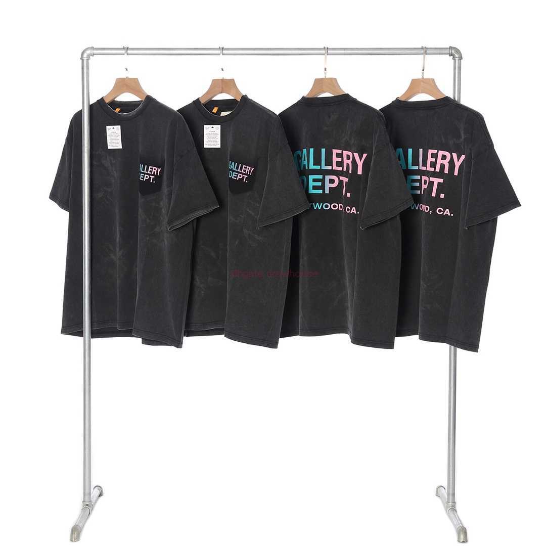

Fashion Designer Clothing Tees Rock Tshirt Galleryes Depts. American High Street Loose Couple Magic Letters Old T-shirt Bottomed Shirt Men Sportswear 23ss, Black