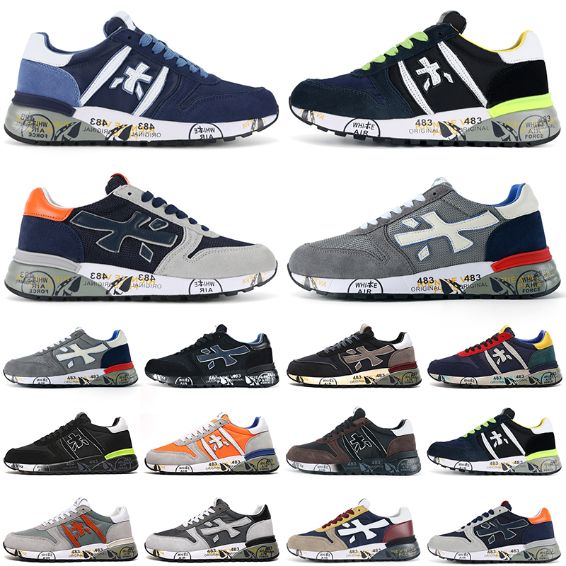 Premiata Mick Running Shoes Mens Trainers Black White Grey Neon Blue Suede Men Outdoor Sports Sneakers Hiking Walking Jogging size 39-45-image-862054979