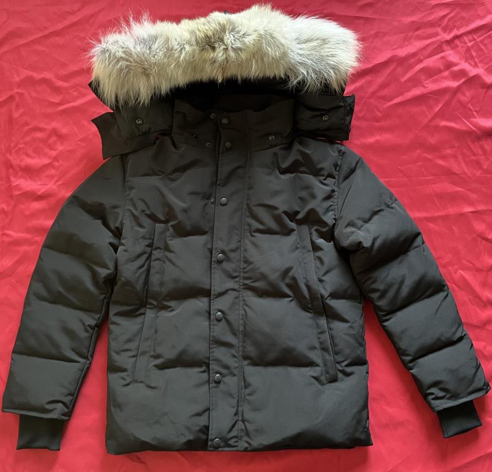 

Winter Men Down Jacket Puffer Jacket Homme Outdoor Jassen Outerwear Real Coyote Fur Warm Hooded Windproof Waterproof Padded Thicken Coat Hiver Parka Doudoune, Black with black logo