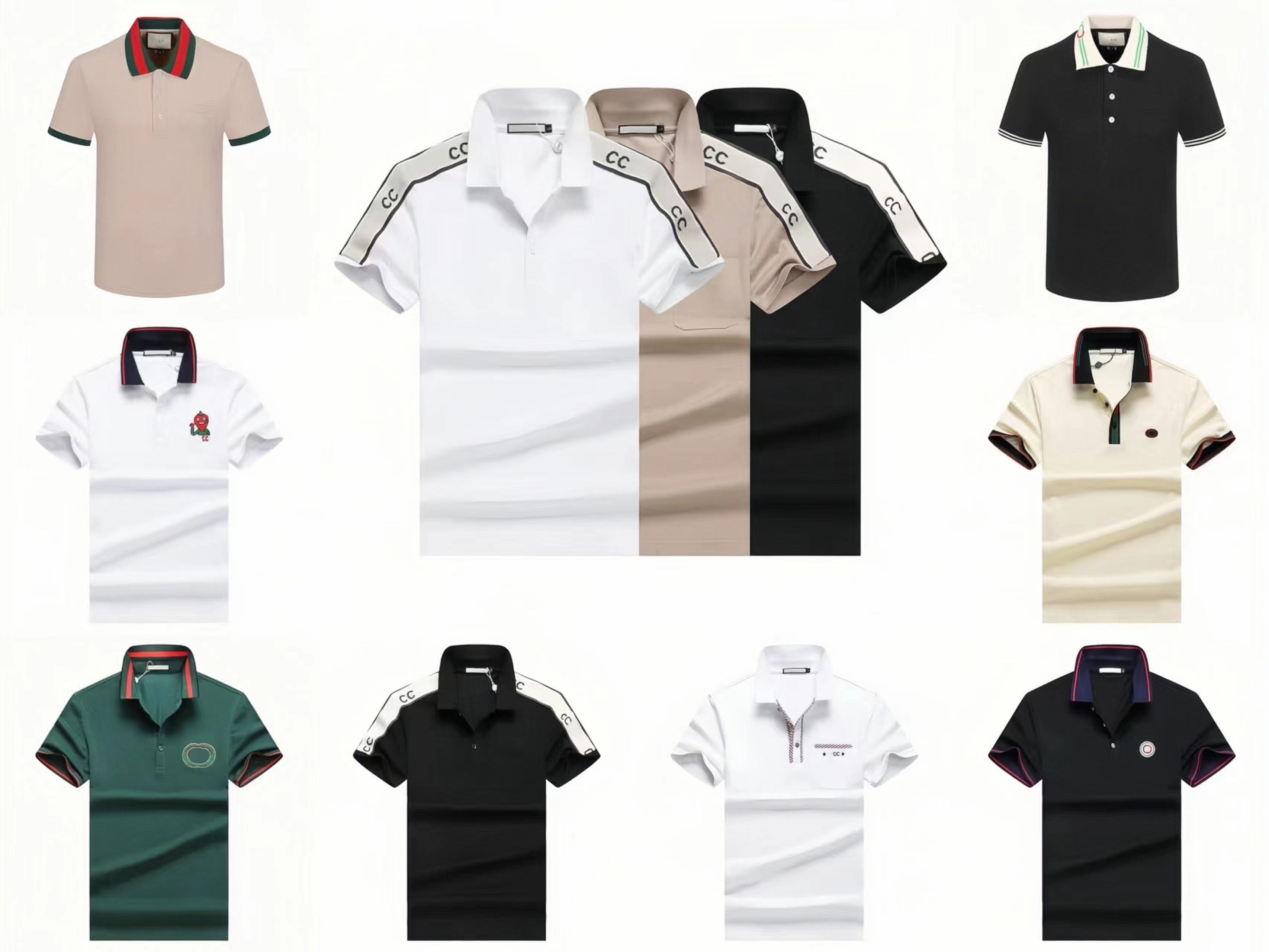 

designer mens polo shirt top luxury brand mens breathable quick drying short sleeve simple lapel button business casual versatile mens summer t shirt various styles, 1-1