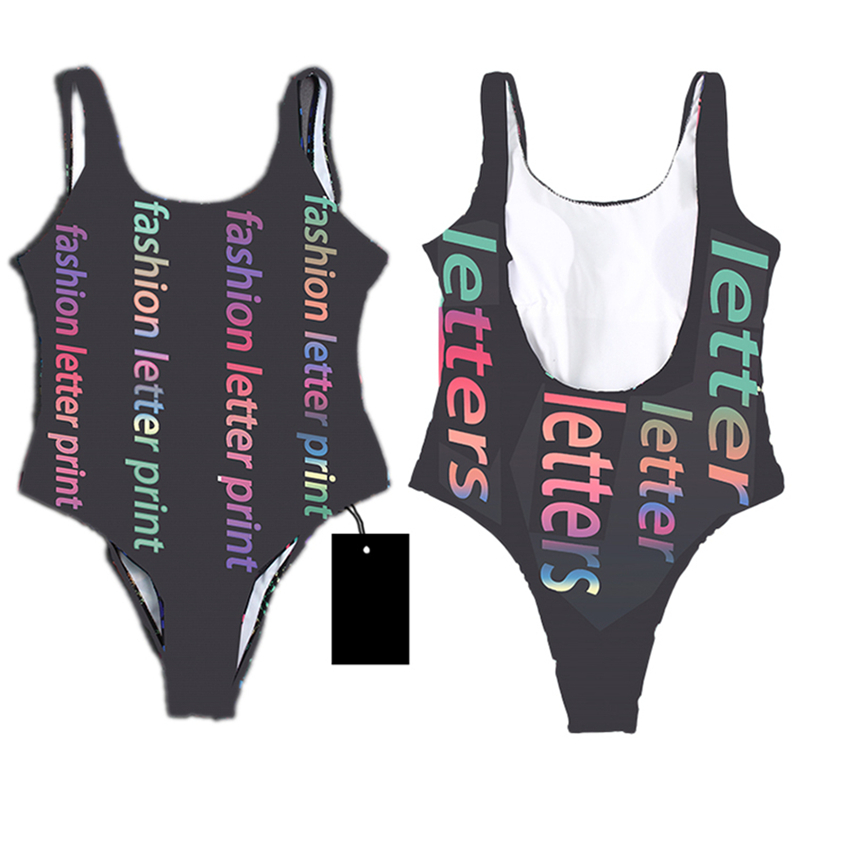 

Printed Colorful Bikinis One Piece Swinwear Womens Padded Split Swimsuit Women Surfing Diving Swimsuits Fashion Bathing Suit, Split with label