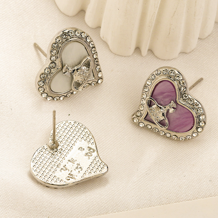 

Diamond Heart Stud Earrings Luxury Gifts Design for Women Earrings 925 Silver Jewelry Wedding Party Love Earrings Designer Stainless Steel Jewelry Wholesale