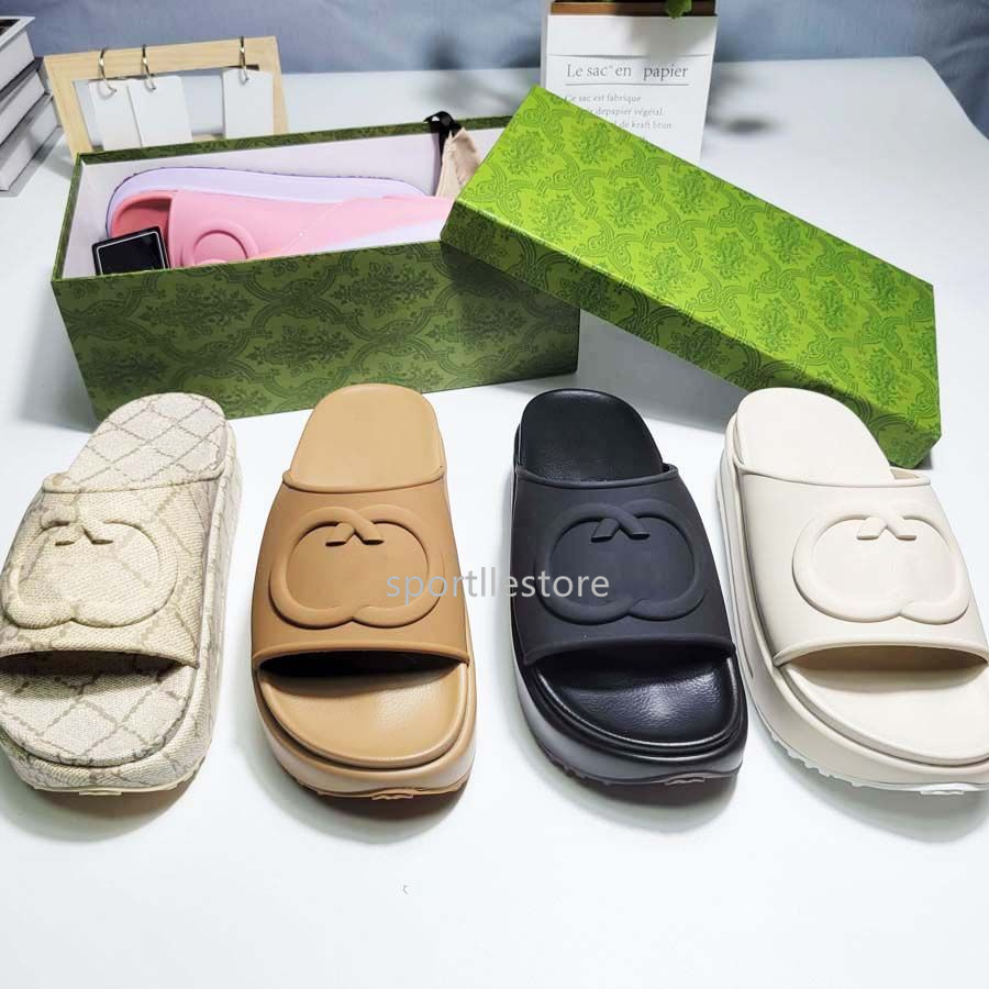 

Luxury Slippers Slide Brand Designers Women Ladies Hollow Platform Sandals Women's Slide Sandal With Lnterlocking G Lovely Sunny Beach Woman Shoes Slippers, Green