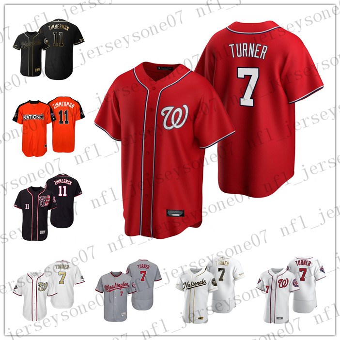 

Custom Mens women youth Washington''Nationals''7 Trea Turner 11 Ryan grey black red Authentic 2020 Home Jersey
