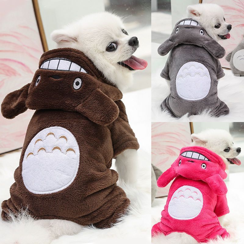 

Soft Warm Dog Apparel Coat Pet Costume Fleece Clothing For Dogs Puppy Autumn Clothes XS- Cartoon Winter Hooded Jacket, White