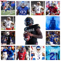 2023 Kansas Jayhawks Football Jersey 11 Luke Grimm 59 Nolan Gorczyca 6 Jalon Daniels 89 Mason Fairchild 77 Bryce Cabeldue 76 Spencer