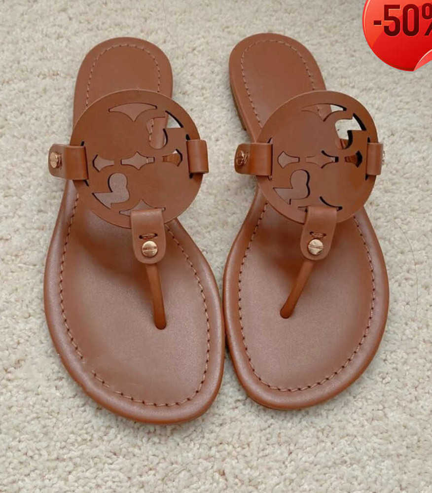 

TB Slippers Designer Flip Flops Women Origin Brand Genuine Leather Flat Beach Shoes Black Matte Real Cowhide Sandals with Dust Bag Size 35-43, Red matte