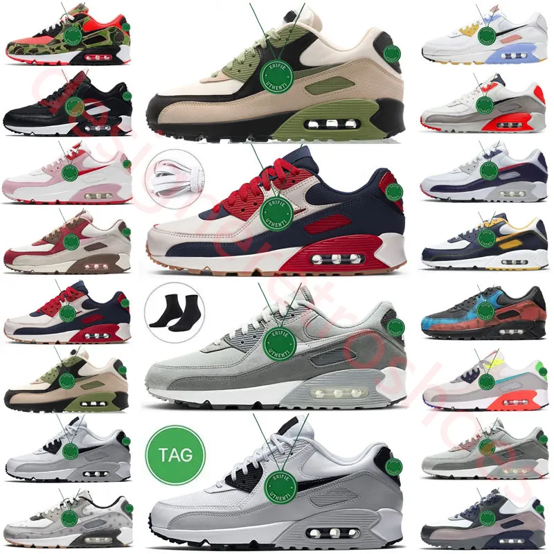 

Bicycle shoes Air running shoes Mens Womens max 90 Sneakers Sneaker CNY UNC Iron Grey Triple White Black Camo Red Orange Green Volt Infrared, Color # 1