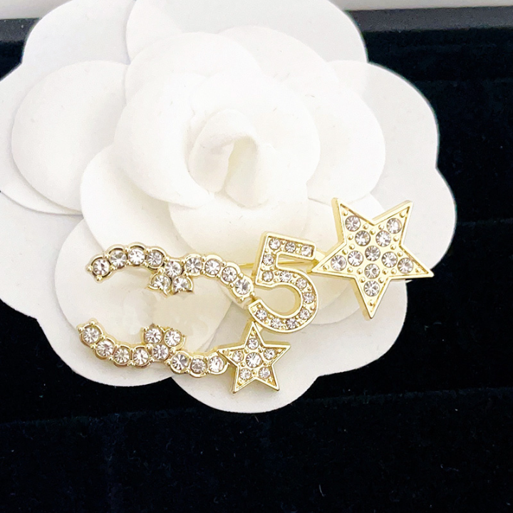 

Designer Brooch for Women Brand Logo Label Pins Women Love Gift Brooches 18K Gold Jewelry Letter Star Pins Springtime Ornaments with Box