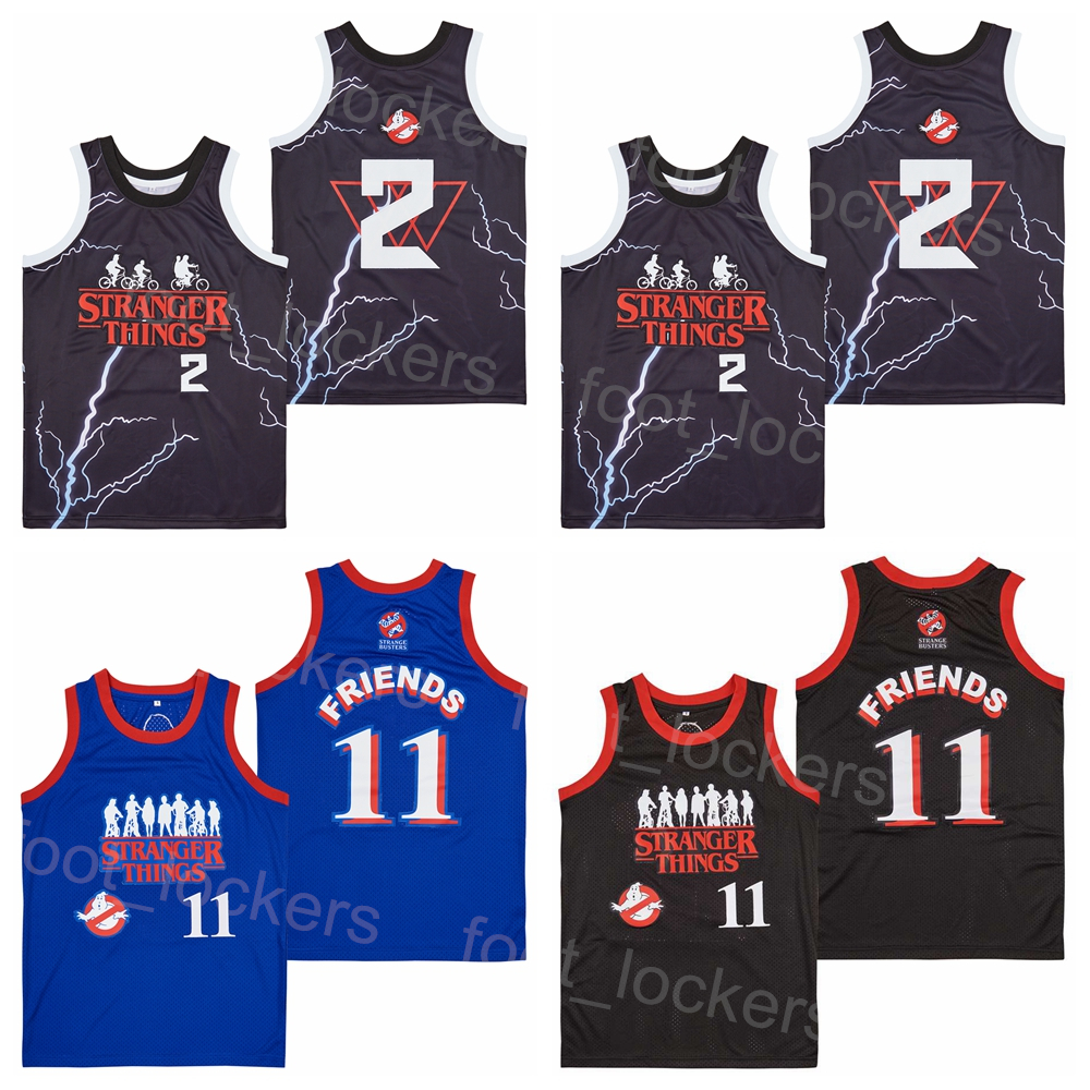 Film Basketball 11 Friends Jersey Moive Stranger Things ELEVEN 2 The Boys Ghostbusters Pullover Blue Black University Retro Sports Vintage Embroider