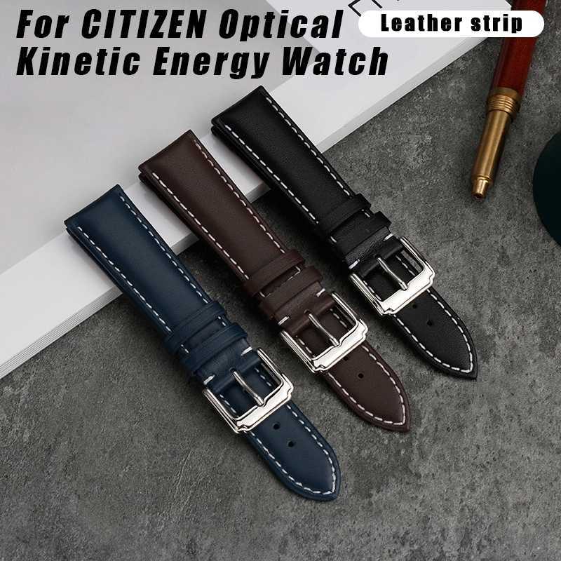 For CITIZEN Blue Angel Men Radio Wave Watch AT8020-54L/8020-03L/JY8078 curved end Genuine Leather Watchband Bracelet Strap 22mm 23mm 21mm-image-861994427