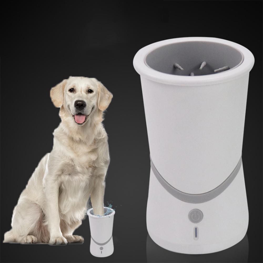 

Grooming Dog Paw Cleaner Cup USB Charging Electric Automatic Quickly Wash Dog Cat Pet Foot Massage Cup Portable Pets Cleaning Accessories, White-10x10x16cm