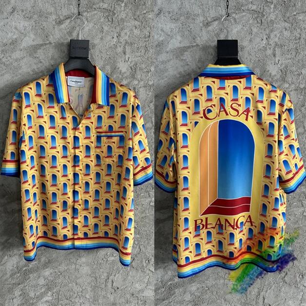 

Printed Shirt Men Women 1 Quality Hawaii Beach 2023ss Shirts Yellow Flowers