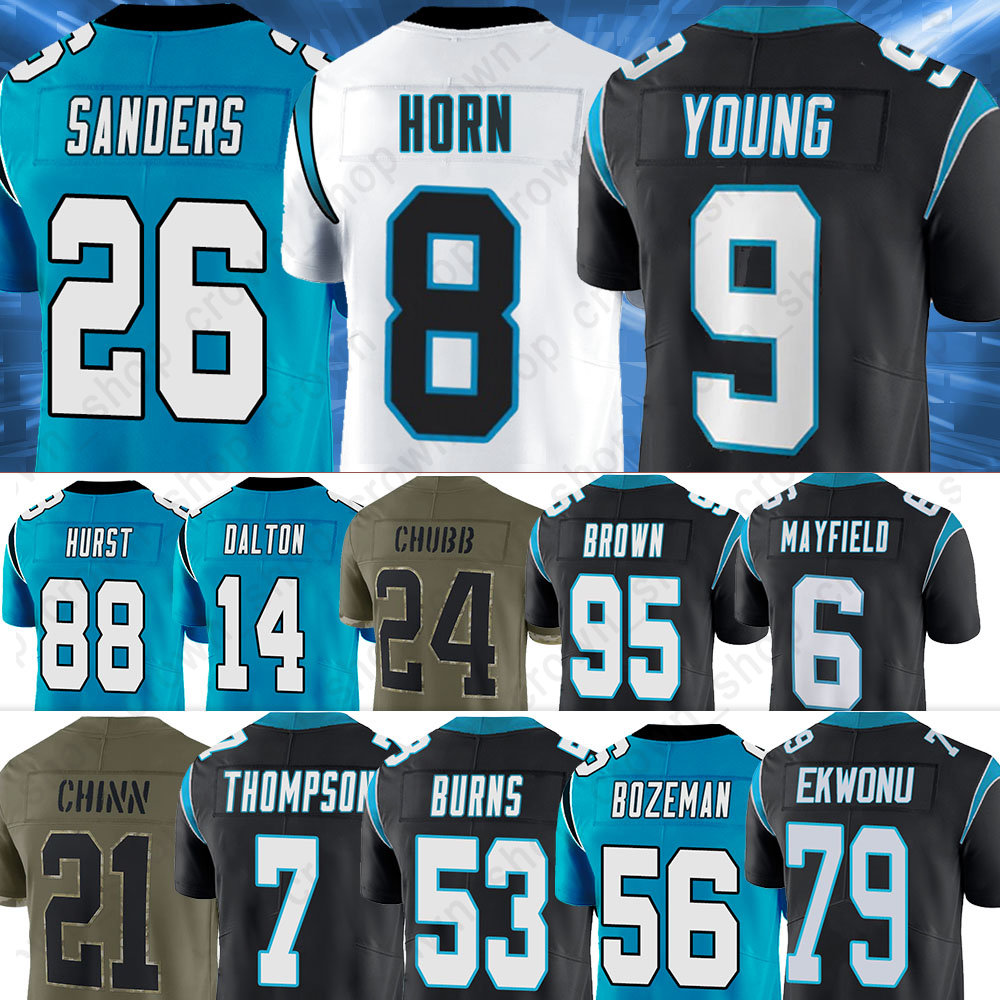 

Carolina 9 Bryce Young Panthers Football Jerseys Jeremy Chinn Jaycee Horn Miles Sanders Brian Burns Bradley Bozeman Ikem Ekwonu Hayden Hurst, Men(hei bao)