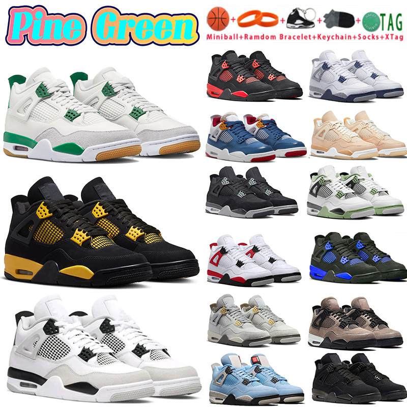 

Jumpman 4 Basketball shoes Mens 4s SB Pine Green Retros Designer Sneakers Fire Red Thunder Military Black Cat A Ma Maniere Messy Room oreo Seafoam Men Women Trainers, 02 red cement