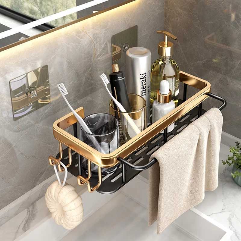 

Bathroom Storage Rack Bathroom Shelves Space Aluminum No-drill Wall Mount Corner Shelf Toilet Makeup Organizer for Shampoo